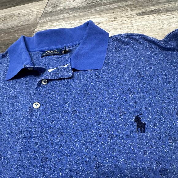 Polo Ralph Lauren Classic Fit Blue Micro Floral Mens 2XB Collared Polo T-Shirt - Picture 2 of 10
